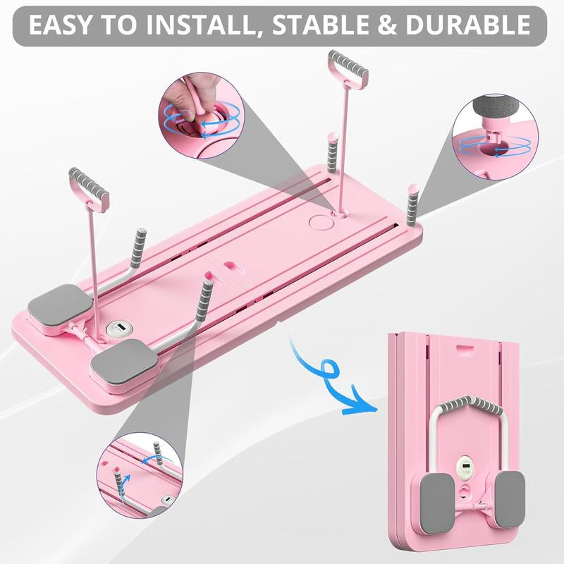Multi-Functional Ab Exercise Board with Foldable Homepilates Reformer, Knee Mat, Timer, and Resistance Bands Forabdominal & Core Strength Training