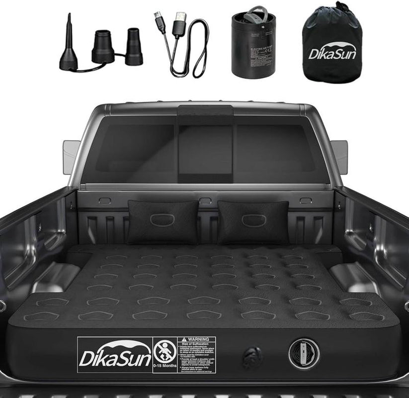 Truck Bed Air Mattress 5.5'-5.8' Cordless Rechargeable Inflatable Truck Bed Mattress, Blow up Full Size Short Pickup Truck Sleeping Pad for Camping