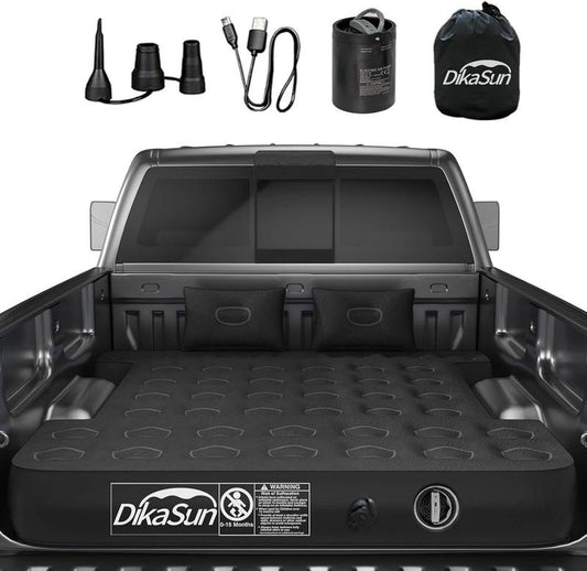 Truck Bed Air Mattress 5.5'-5.8' Cordless Rechargeable Inflatable Truck Bed Mattress, Blow up Full Size Short Pickup Truck Sleeping Pad for Camping