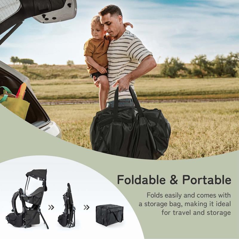 Besrey Backpack Carrier, Toddler Hiking Backpack with Safety 3-Height Seat, Adjustable Straps & Waist Belt, Foldable Frame Lightweight Large Capacity Child Carrier for Hiking Hip Seat Baby Carriers Baby Gear,Cozy