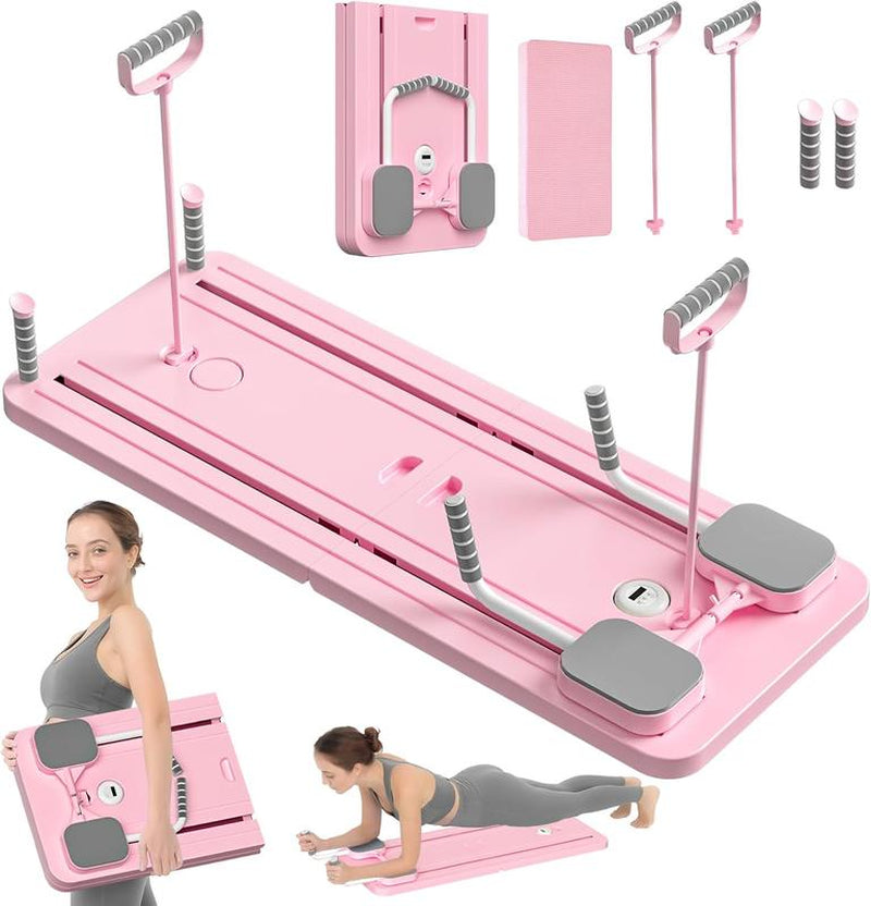 Multi-Functional Ab Exercise Board with Foldable Homepilates Reformer, Knee Mat, Timer, and Resistance Bands Forabdominal & Core Strength Training