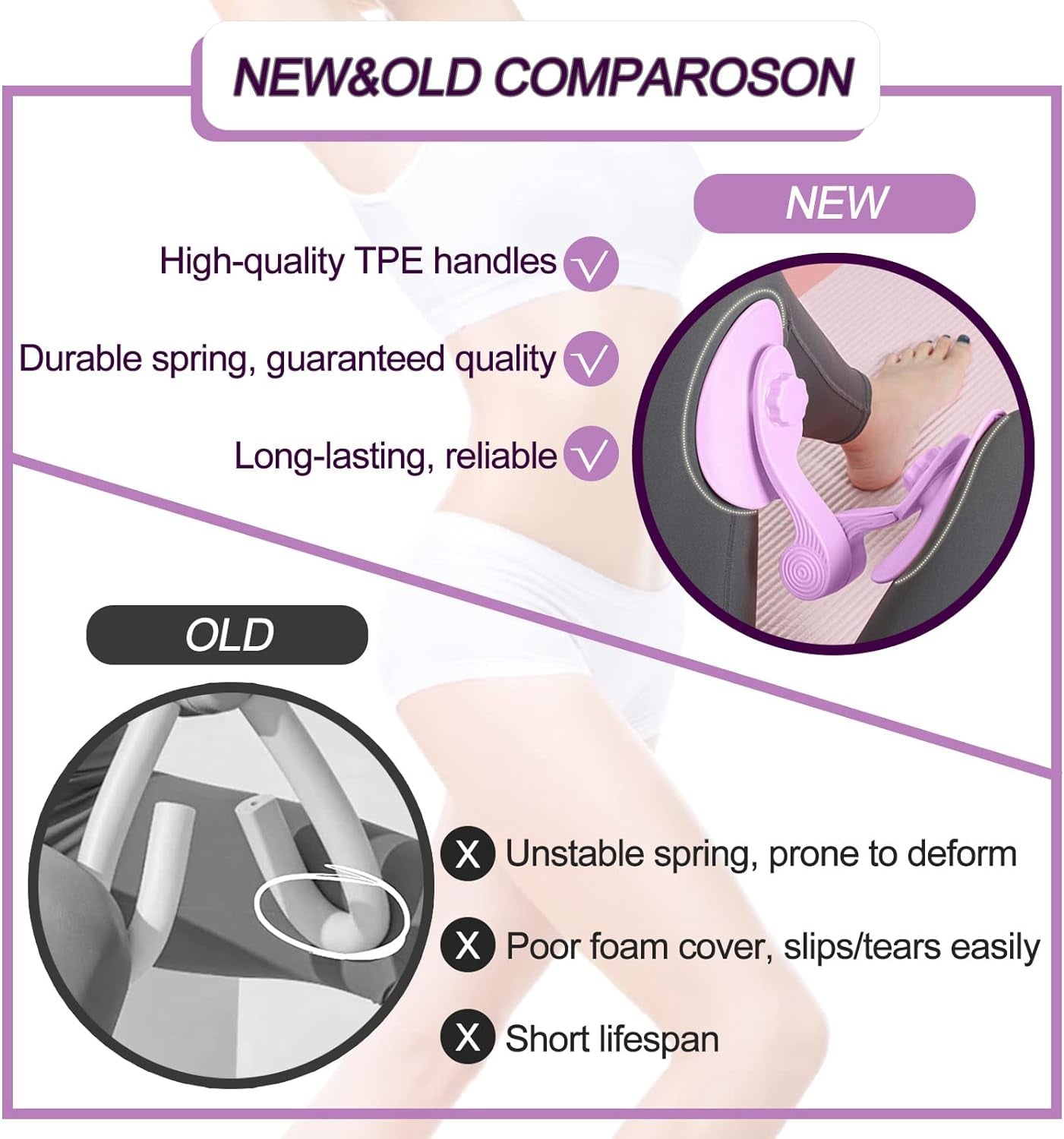 Thigh Master 35Lb Pelvic Floor Exercise Devices Inner Thigh Kegel Exerciser Pelvic Floor Muscle Workout Equipment Train for Home Hip under Desk Exercise Men Women with Band
