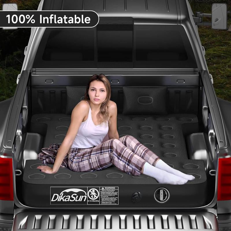 Truck Bed Air Mattress 5.5'-5.8' Cordless Rechargeable Inflatable Truck Bed Mattress, Blow up Full Size Short Pickup Truck Sleeping Pad for Camping