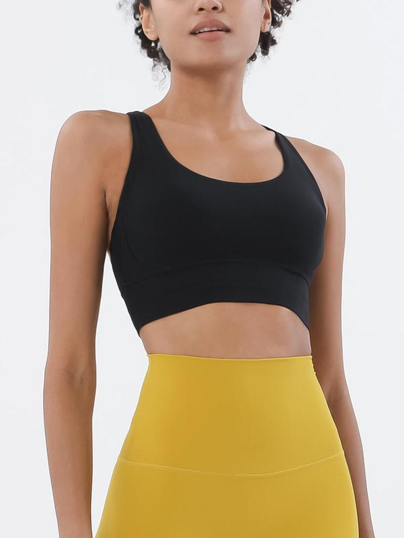 Women'S Solid Criss Cross Back Sports Bra, Breathable Comfortable Sports Bra, Ladies Sportswear for Indoor Outdoor Wear