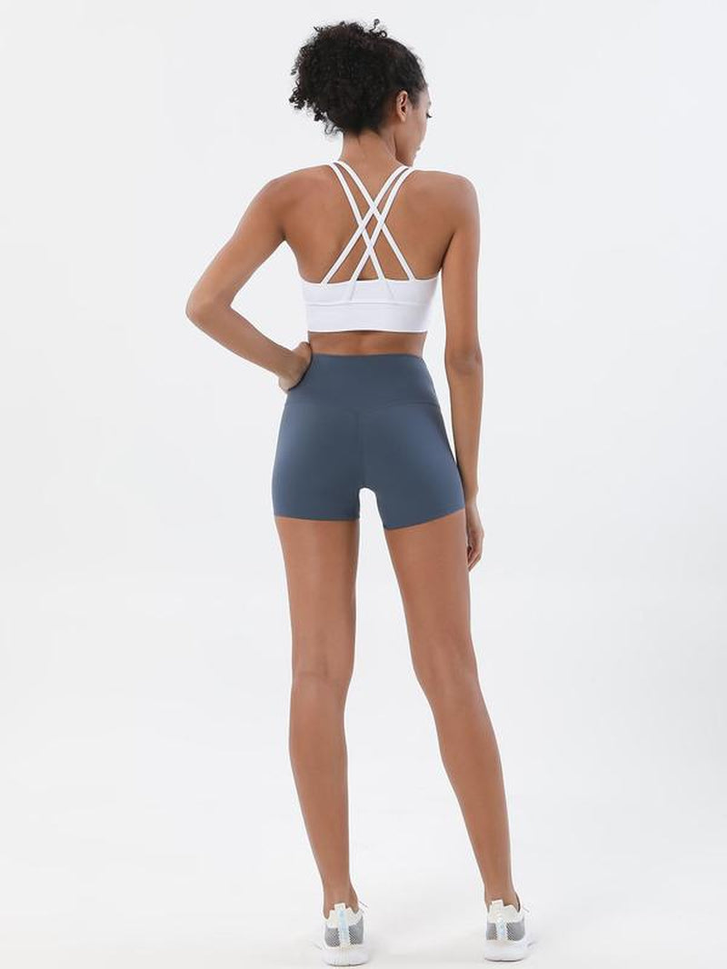 Women'S Solid Criss Cross Back Sports Bra, Breathable Comfortable Sports Bra, Ladies Sportswear for Indoor Outdoor Wear