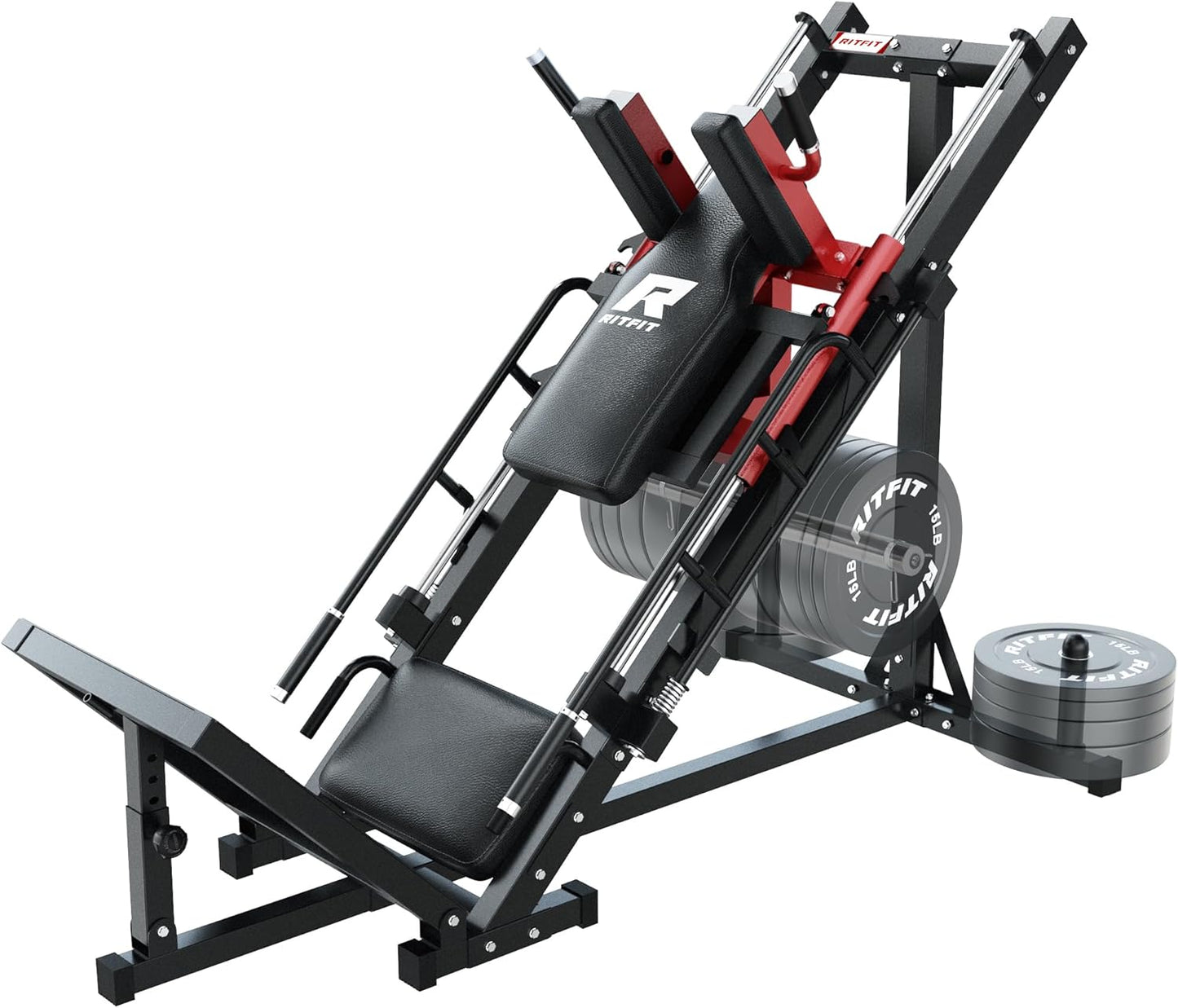 Leg Press Hack Squat Machine, Professional Adjustable Leg Press Machine for Home Gym with Linear Bearing, Specialty Hack Squat Machine for Full Lower Body Workout with Weight Storage Posts