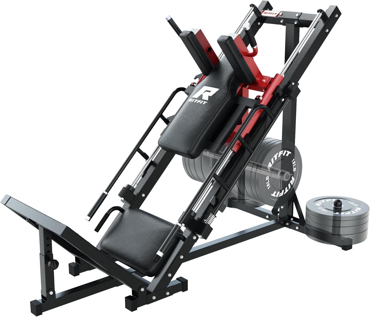 Leg Press Hack Squat Machine, Professional Adjustable Leg Press Machine for Home Gym with Linear Bearing, Specialty Hack Squat Machine for Full Lower Body Workout with Weight Storage Posts