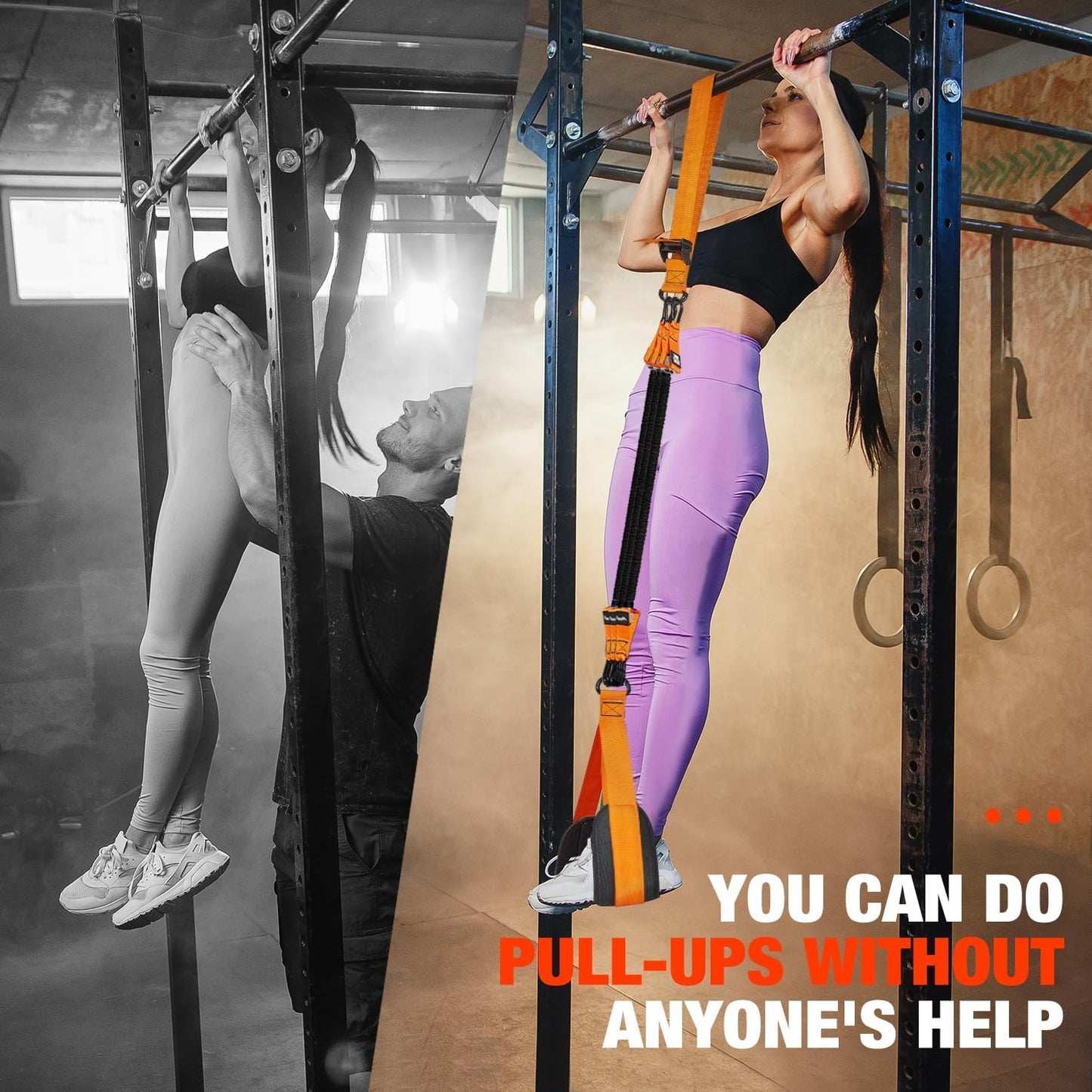 Pull up Assistance Bands, Heavy Duty Resistance Band for Pull up Bar, Adjustable Weight/Size with Fabric Feet/Knee Rest, Bands for Pull up Assist for Strength Training, Pull up Assist Band