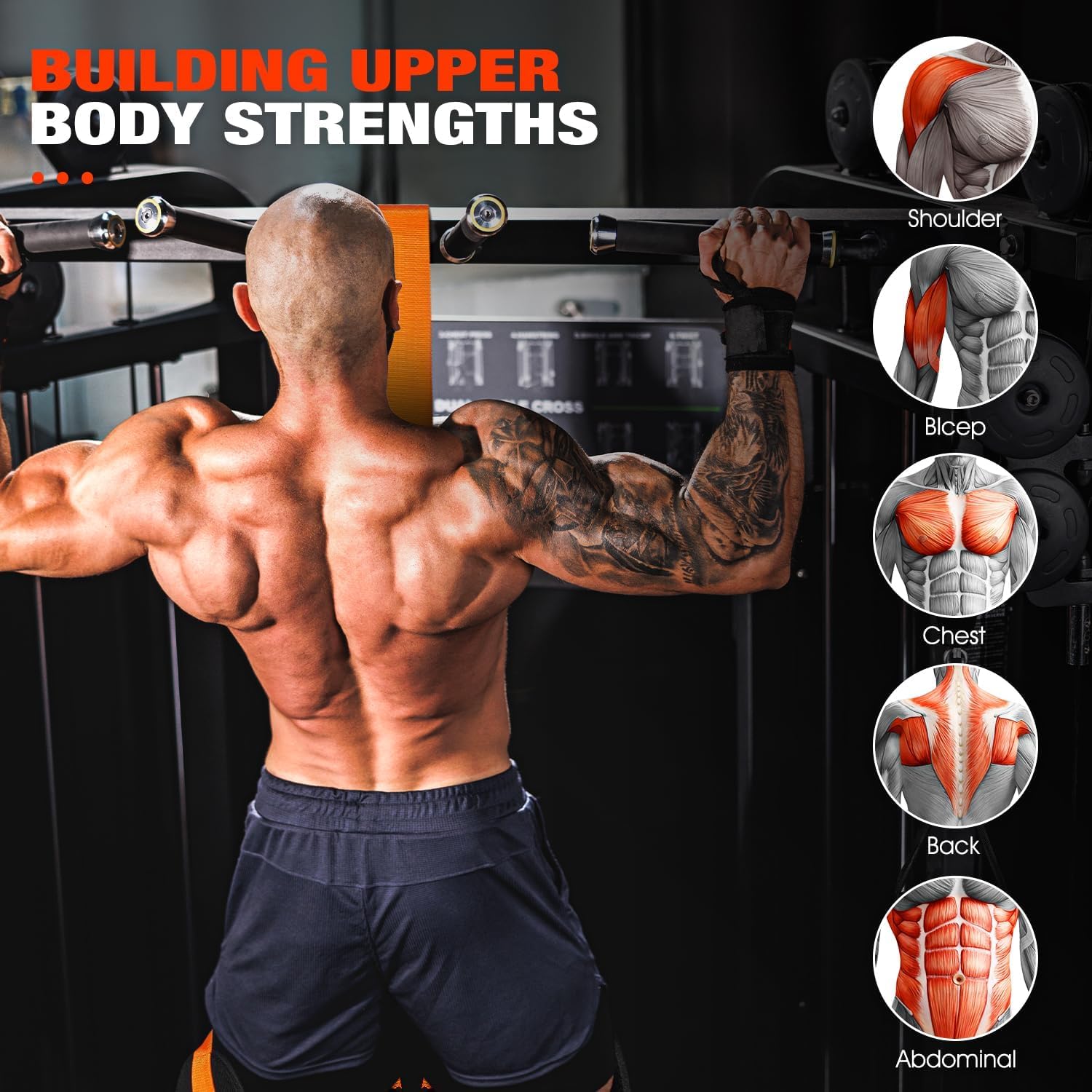 Pull up Assistance Bands, Heavy Duty Resistance Band for Pull up Bar, Adjustable Weight/Size with Fabric Feet/Knee Rest, Bands for Pull up Assist for Strength Training, Pull up Assist Band