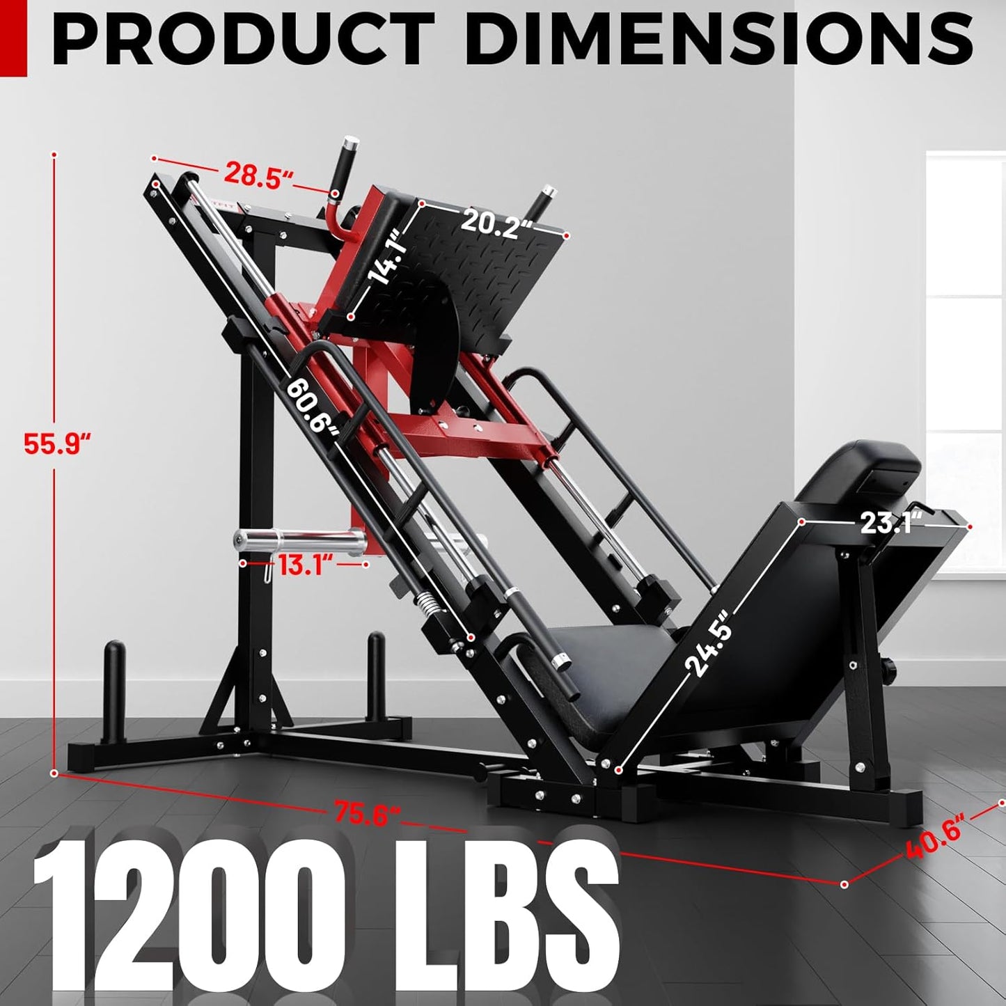 Leg Press Hack Squat Machine, Professional Adjustable Leg Press Machine for Home Gym with Linear Bearing, Specialty Hack Squat Machine for Full Lower Body Workout with Weight Storage Posts