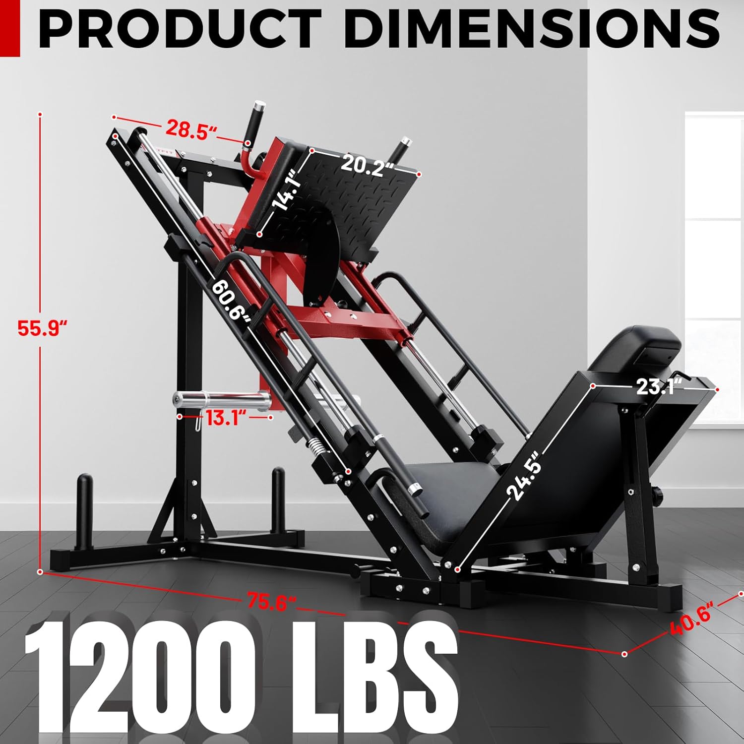 Leg Press Hack Squat Machine, Professional Adjustable Leg Press Machine for Home Gym with Linear Bearing, Specialty Hack Squat Machine for Full Lower Body Workout with Weight Storage Posts