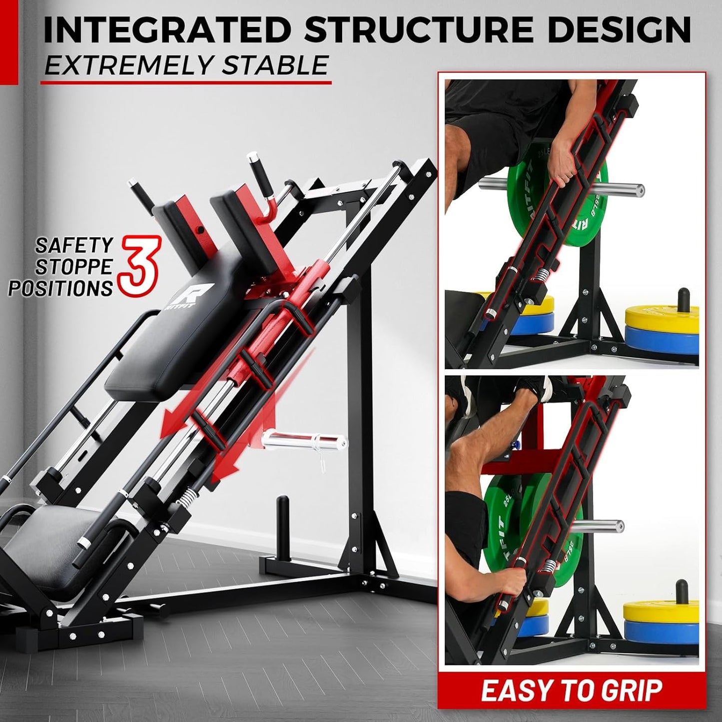 Leg Press Hack Squat Machine, Professional Adjustable Leg Press Machine for Home Gym with Linear Bearing, Specialty Hack Squat Machine for Full Lower Body Workout with Weight Storage Posts