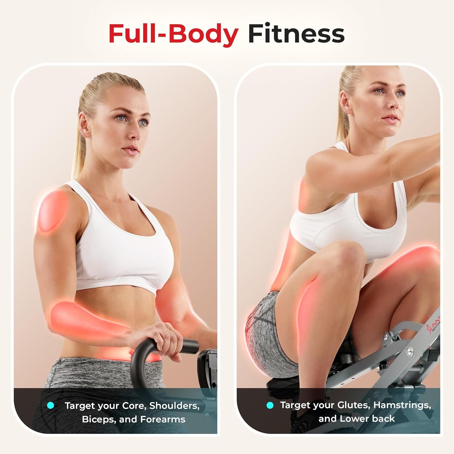 Row-N-Ride Squat Assist Trainer, Foldable & Easy Setup Exercise Equipment W/Adjustable Resistance, Home Gym Training Machine for Arm, Glute & Leg Workout, Optional in Colors