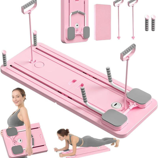 Multi-Functional Ab Exercise Board with Foldable Homepilates Reformer, Knee Mat, Timer, and Resistance Bands Forabdominal & Core Strength Training