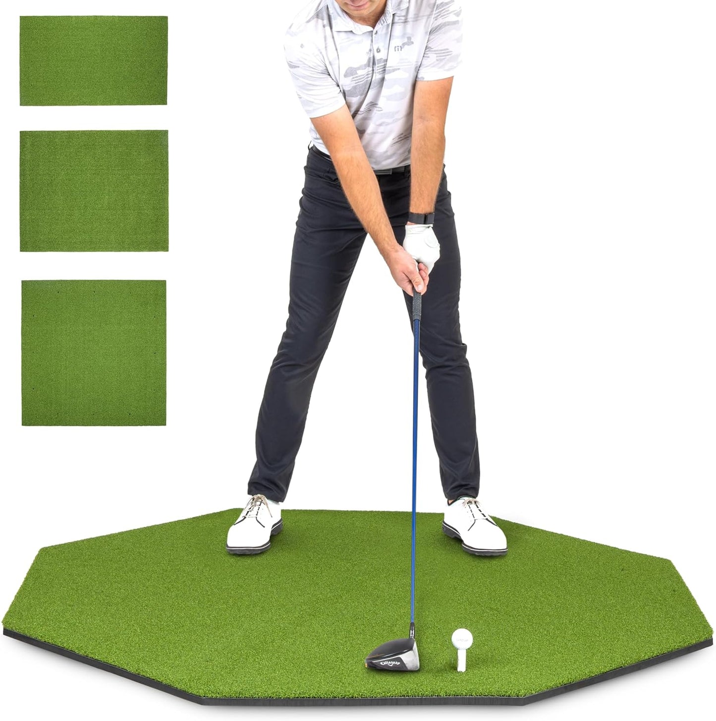 Golf Hitting Mats - Artificial Turf Training Mat for Indoor/Outdoor Swing Practice, Includes 3 Rubber Tees - Choose Your Style