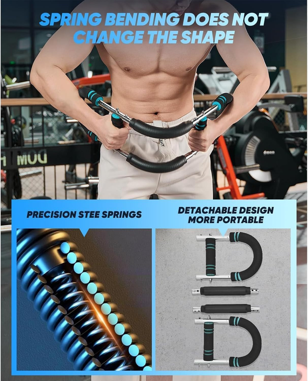 Twister Arm Trainer, Twister Arm Exerciser, Adjustable Spring Workout Bar, Forearm Triceps Chest Enhanced Exercise Strengthener,Portable Home Fitness Equipment