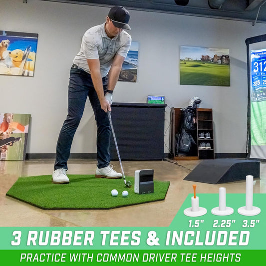 Golf Hitting Mats - Artificial Turf Training Mat for Indoor/Outdoor Swing Practice, Includes 3 Rubber Tees - Choose Your Style