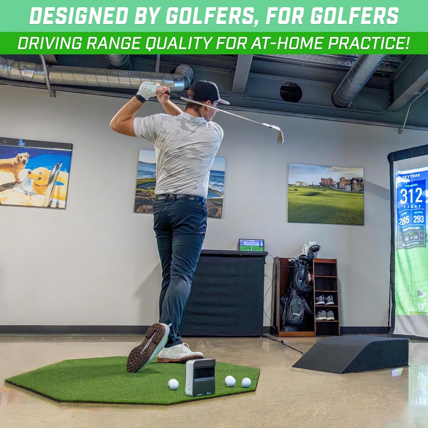 Golf Hitting Mats - Artificial Turf Training Mat for Indoor/Outdoor Swing Practice, Includes 3 Rubber Tees - Choose Your Style