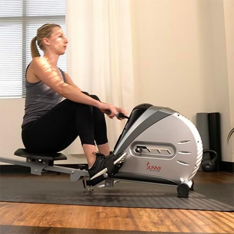 Rowing Machine Rower Ergometer with Digital Monitor, Inclined Slide Rail, 220 LB Max Weight and Foldable - SF-RW5606