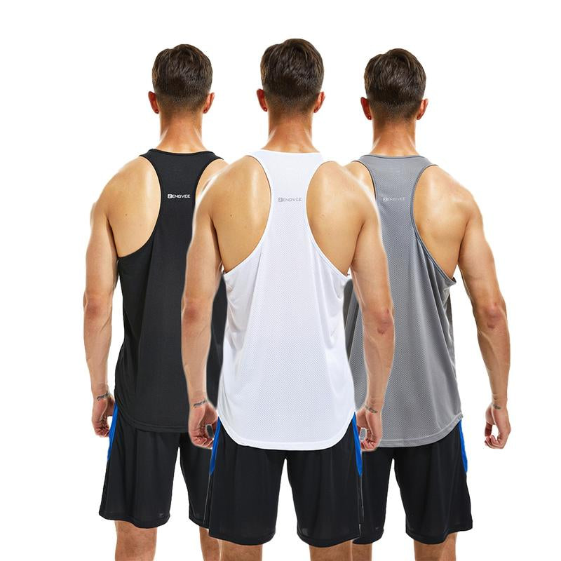 5 Pack Men'S Tank Top Sleeveless Sports Tops Breathable Y Suit Shorts, Solid Colour Simple Running Exercise Men'S Tank Top, Workout Muscle Shirt, Mentank Top