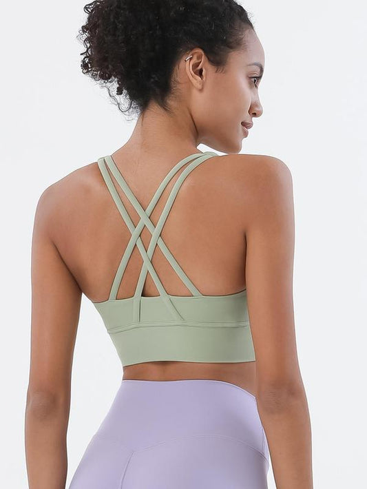 Women'S Solid Criss Cross Back Sports Bra, Breathable Comfortable Sports Bra, Ladies Sportswear for Indoor Outdoor Wear