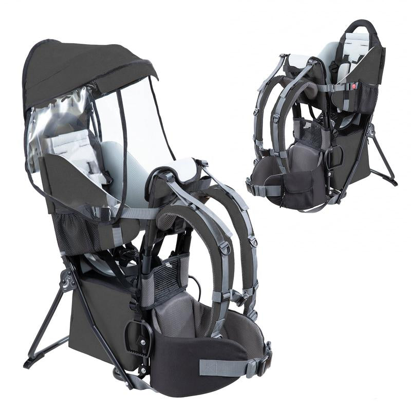 Besrey Backpack Carrier, Toddler Hiking Backpack with Safety 3-Height Seat, Adjustable Straps & Waist Belt, Foldable Frame Lightweight Large Capacity Child Carrier for Hiking Hip Seat Baby Carriers Baby Gear,Cozy