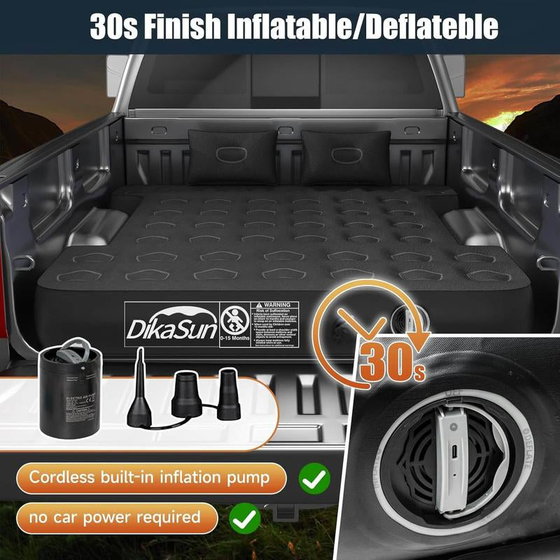 Truck Bed Air Mattress 5.5'-5.8' Cordless Rechargeable Inflatable Truck Bed Mattress, Blow up Full Size Short Pickup Truck Sleeping Pad for Camping