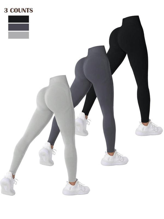 Women'S Solid High Waist Sports Leggings, Breathable Comfortable High Stretch Yoga Leggings, Ladies Sportswear for Indoor Outdoor Wear