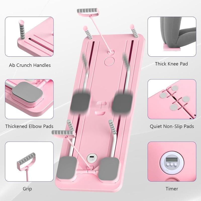 Multi-Functional Ab Exercise Board with Foldable Homepilates Reformer, Knee Mat, Timer, and Resistance Bands Forabdominal & Core Strength Training