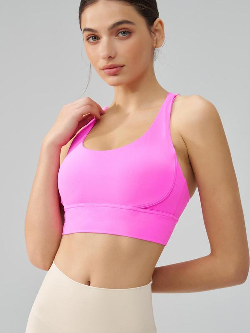 Women'S Solid Criss Cross Back Sports Bra, Breathable Comfortable Sports Bra, Ladies Sportswear for Indoor Outdoor Wear