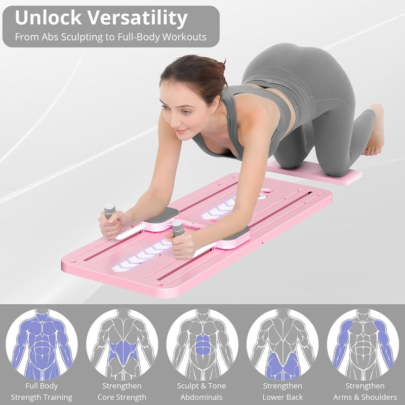 Multi-Functional Ab Exercise Board with Foldable Homepilates Reformer, Knee Mat, Timer, and Resistance Bands Forabdominal & Core Strength Training